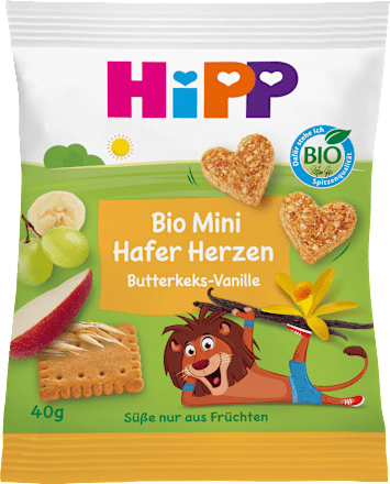 Kindersnack Mini Hafer-Herzen Butterkeks-Vanille, ab 3 Jahre, 40 g