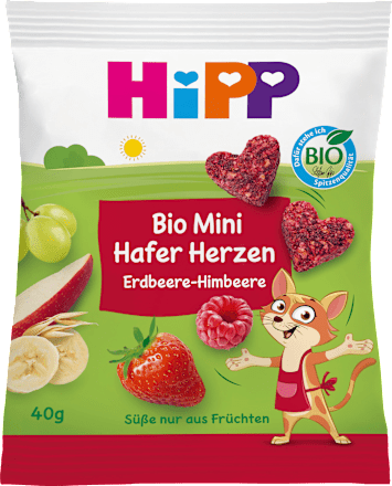 Kindersnack Mini Hafer-Herzen Erdbeere-Himbeere, ab 3 Jahre, 40 g