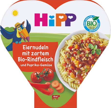 Kinderteller Eiernudeln mit Paprika-Gemüse und zartem Rindfleisch ab 1 Jahr, 250 g