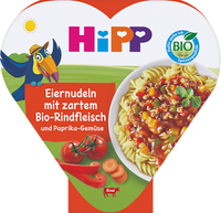 Kinderteller Eiernudeln mit Paprika-Gemüse und zartem Rindfleisch ab 1 Jahr, 250 g