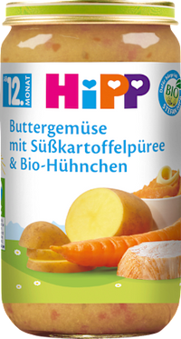 Menü Buttergemüse mit Süßkartoffelpüree & Hühnchen ab dem 12. Monat, 250 g