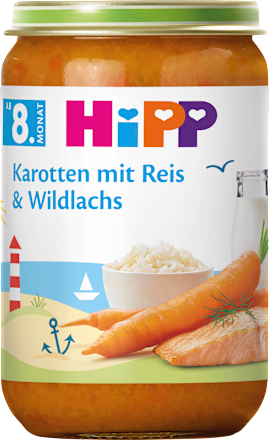 Menü Karotten mit Reis & Wildlachs ab dem 8. Monat, 220 g