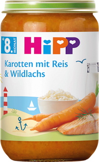 Menü Karotten mit Reis & Wildlachs ab dem 8. Monat, 220 g