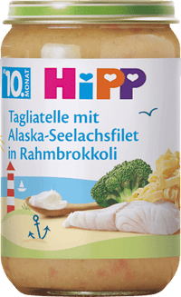 Menü Tagliatelle mit Alaska-Seelachsfilet in Rahmbrokkoli ab dem 10. Monat, 220 g