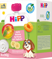 Quetschie Apfel Banane Aprikose mit Joghurt, ab 6. Monat (4x90 g), 360 g