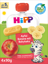 Quetschie Apfel-Banane & Babykeks nach dem 4. Monat (4x90 g), 360 g
