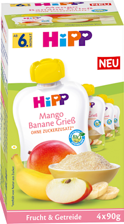 Quetschies Multi Mango Bananen Grieß, ab 6. Monat (4x90 g), 360 g