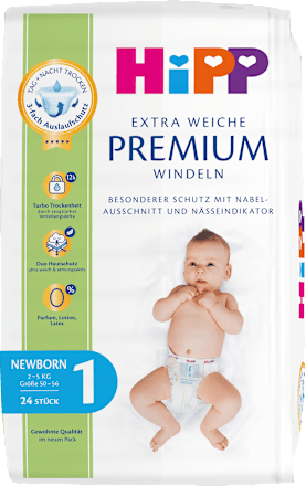 Premium luiers maat 1 pasgeboren (2-5 kg), 24 stuks