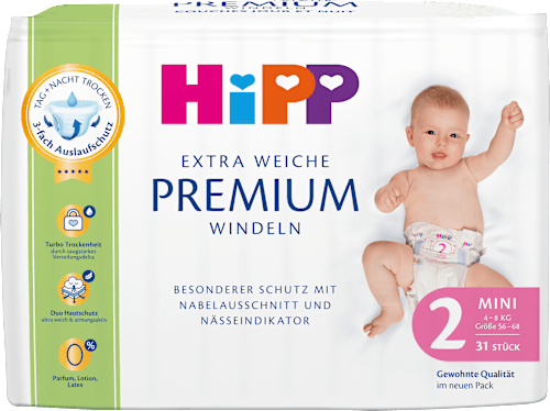 Premium luiers maat 2 mini (4-8 kg), 31 stuks