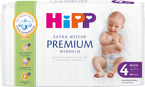 Premium luiers maat 4 Maxi (9-14 kg), 48 stuks