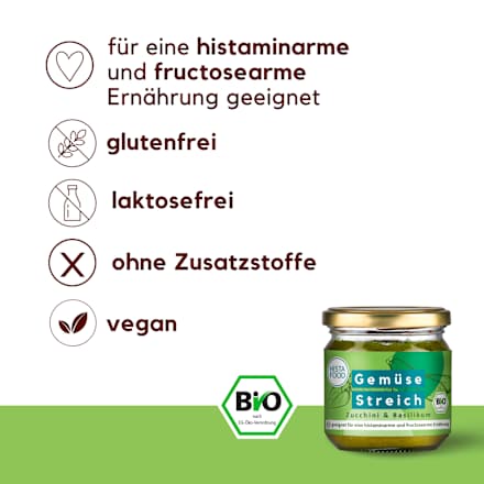 Gemüseaufstrich Zucchini & Basilikum, 160 g HistaFood