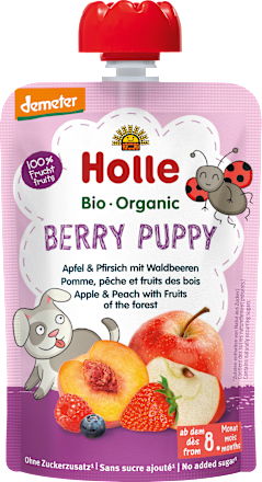 Quetschie Berry Puppy, Apfel & Pfirsich mit Waldbeeren ab 8 Monaten, 100 g