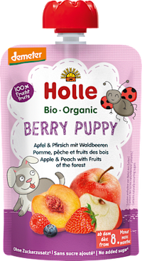 Quetschie Berry Puppy, Apfel & Pfirsich mit Waldbeeren ab 8 Monaten, 100 g