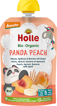 Quetschie Panda Peach, Pfirsich, Aprikose, Banane mit Dinkel ab 8 Monaten, 100 g