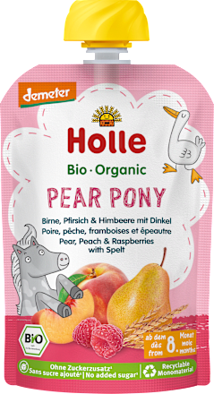 Quetschie Pear Pony, Birne, Pfirsich & Himbeere mit Dinkel ab 8 Monaten, 100 g