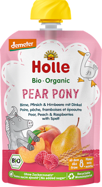 Quetschie Pear Pony, Birne, Pfirsich & Himbeere mit Dinkel ab 8 Monaten, 100 g