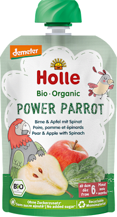 Quetschie Power Parrot, Birne & Apfel mit Spinat ab 6 Monaten, 100 g