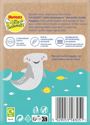 Herbruikbare zwemluier, tropisch palmmotief, 1 stuk