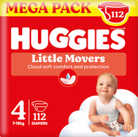 Luiers Little Movers maat 4 (7-18 kg), megapak, 112 stuks