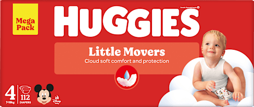 Luiers Little Movers maat 4 (7-18 kg), megapak, 112 stuks