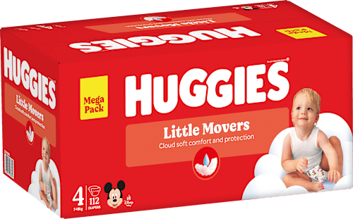 Luiers Little Movers maat 4 (7-18 kg), megapak, 112 stuks