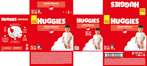 Luiers Little Movers Maat 5 (11-25 kg), megapak, 102 stuks