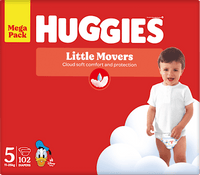 Luiers Little Movers Maat 5 (11-25 kg), megapak, 102 stuks