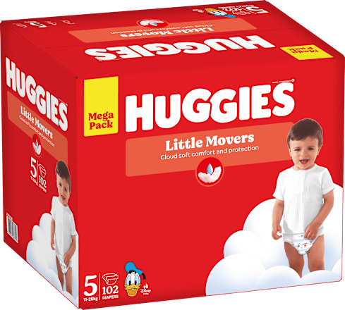 Luiers Little Movers Maat 5 (11-25 kg), megapak, 102 stuks