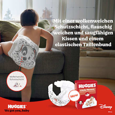 Windeln Little Movers Gr. 6 (15-30 kg), Mega-Pack, 84 St Huggies