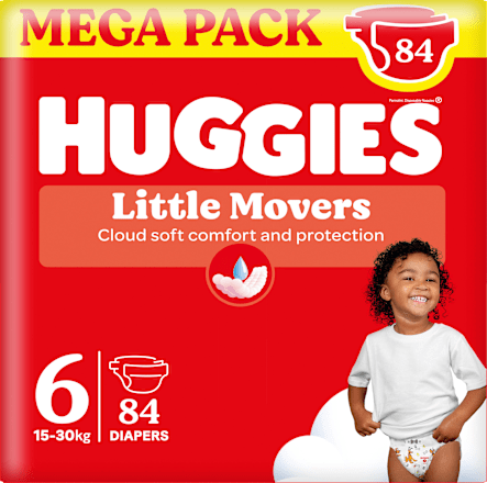 Windeln Little Movers Gr. 6 (15-30 kg), Mega-Pack, 84 St Huggies