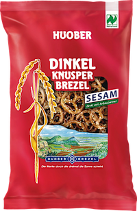 Snack, Dinkel Knusper Brezel mit Sesam, 125 g