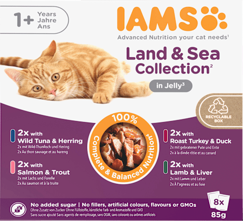 Nat kattenvoer Land &amp; Sea Collection in gelei, multipack (8 x 85 g), 680 g