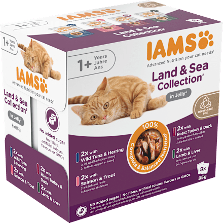 Nat kattenvoer Land &amp; Sea Collection in gelei, multipack (8 x 85 g), 680 g