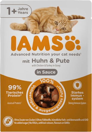 Nassfutter Katze mit Huhn & Pute in Sauce, 85 g