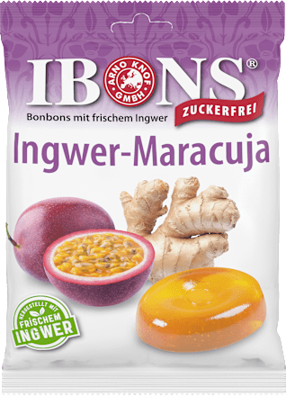 Suikervrije gember-passievrucht snoepjes, 75 g