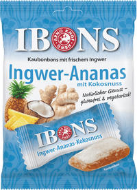 IBONS Bonbon, Kaubonbons Ingwer-Ananas mit Kokosnuss, 92 g
