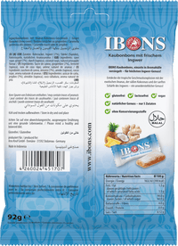 IBONS Bonbon, Kaubonbons Ingwer-Ananas mit Kokosnuss, 92 g