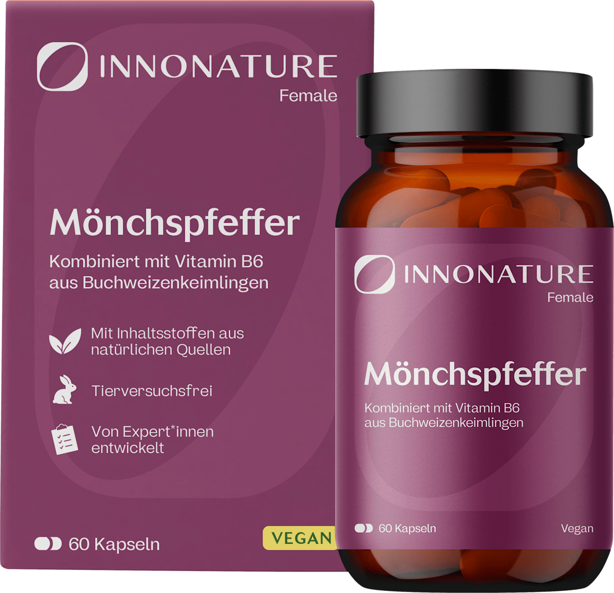 INNONATURE Mönchspfeffer + Vitamin B6 Kapseln, 22,8 g