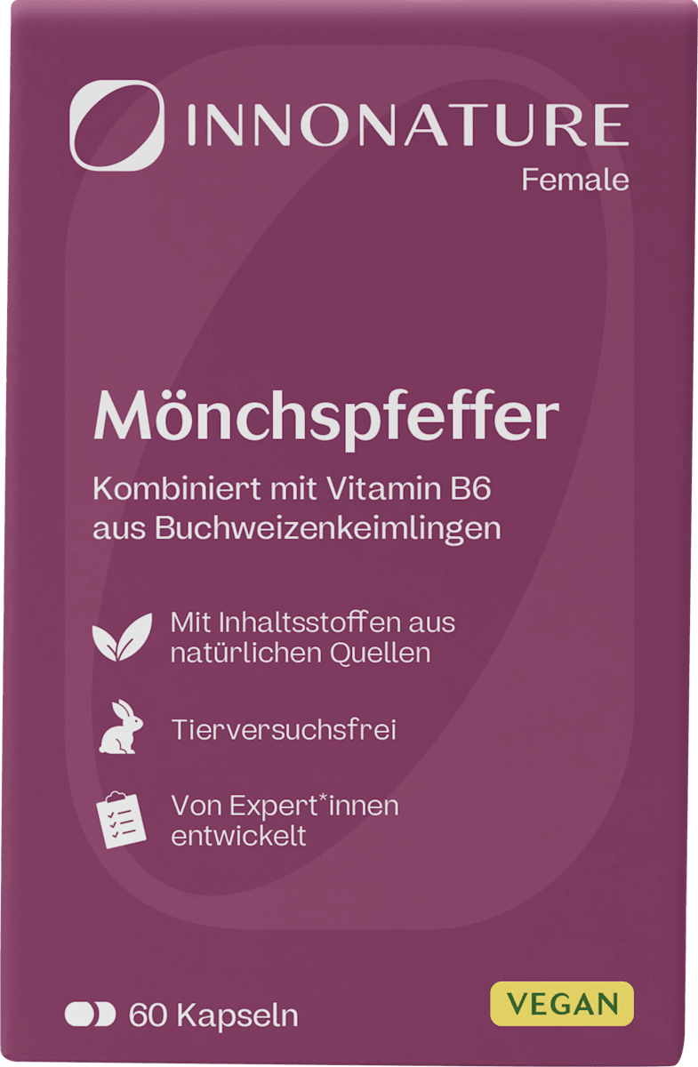 INNONATURE Mönchspfeffer + Vitamin B6 Kapseln, 22,8 g