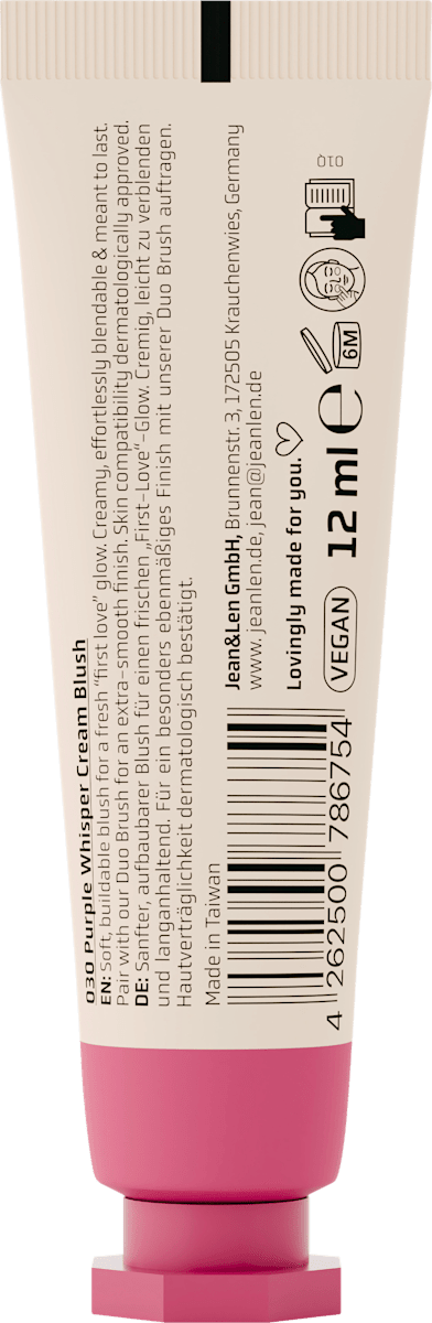 Jean&Len Cream Blush The First Crush 030 Purple Whisper, 12 ml