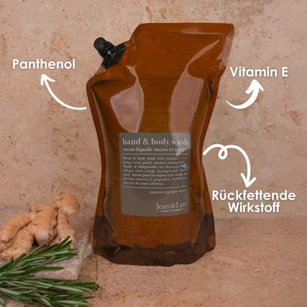 Flüssigseife rosemary & ginger, Rosmarin & Ingwer, Nachfüllpack, 1,5 l