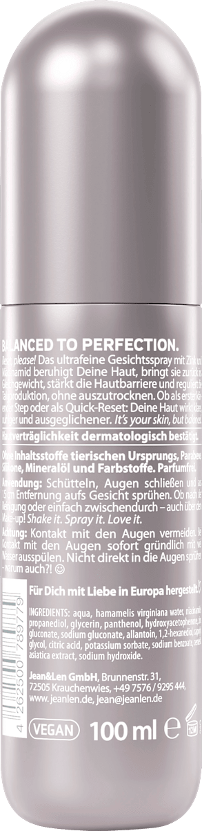 Jean&Len Gesichtsspray Multipurpose Mist Zink, 100 ml