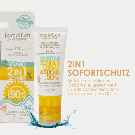 Sonnenschutz Kombi Gesicht Creme & Stift, LSF 50+, 1 St Jean&Len