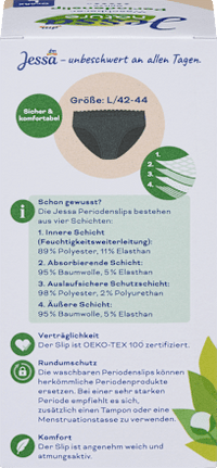 Periodenunterwäsche Slip Spitze schwarz Gr. L nature, 1 St Jessa