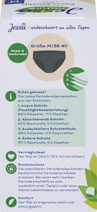 Periodenunterwäsche Slip Spitze schwarz Gr. M nature, 1 St Jessa