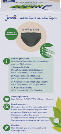 Periodenunterwäsche Slip Spitze schwarz Gr. S nature, 1 St Jessa