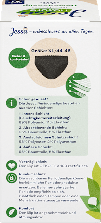 Periodenunterwäsche Slip Spitze schwarz Gr. XL nature, 1 St Jessa