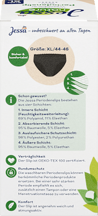 Periodenunterwäsche Slip Spitze schwarz Gr. XL nature, 1 St Jessa