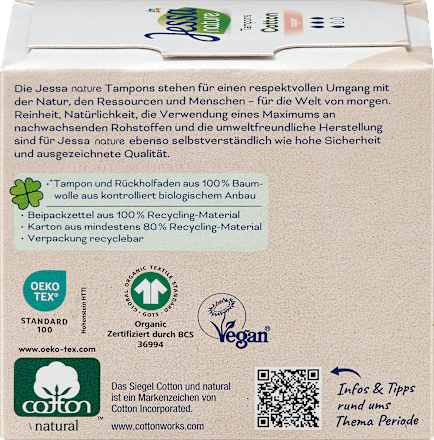 Tampons Cotton Super nature, 16 St Jessa