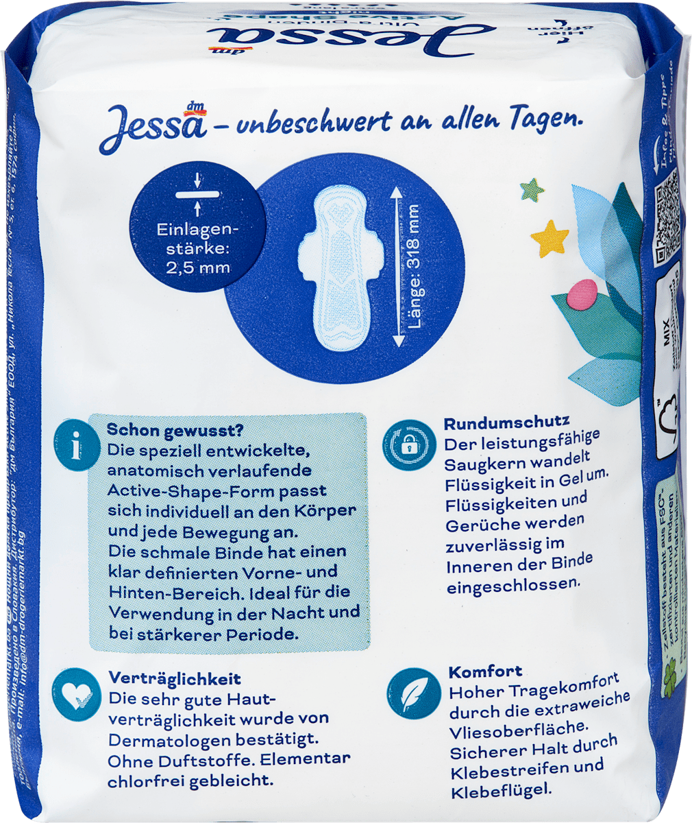 Jessa Ultra-Binden Active Shape Night Extra Lang, 10 St